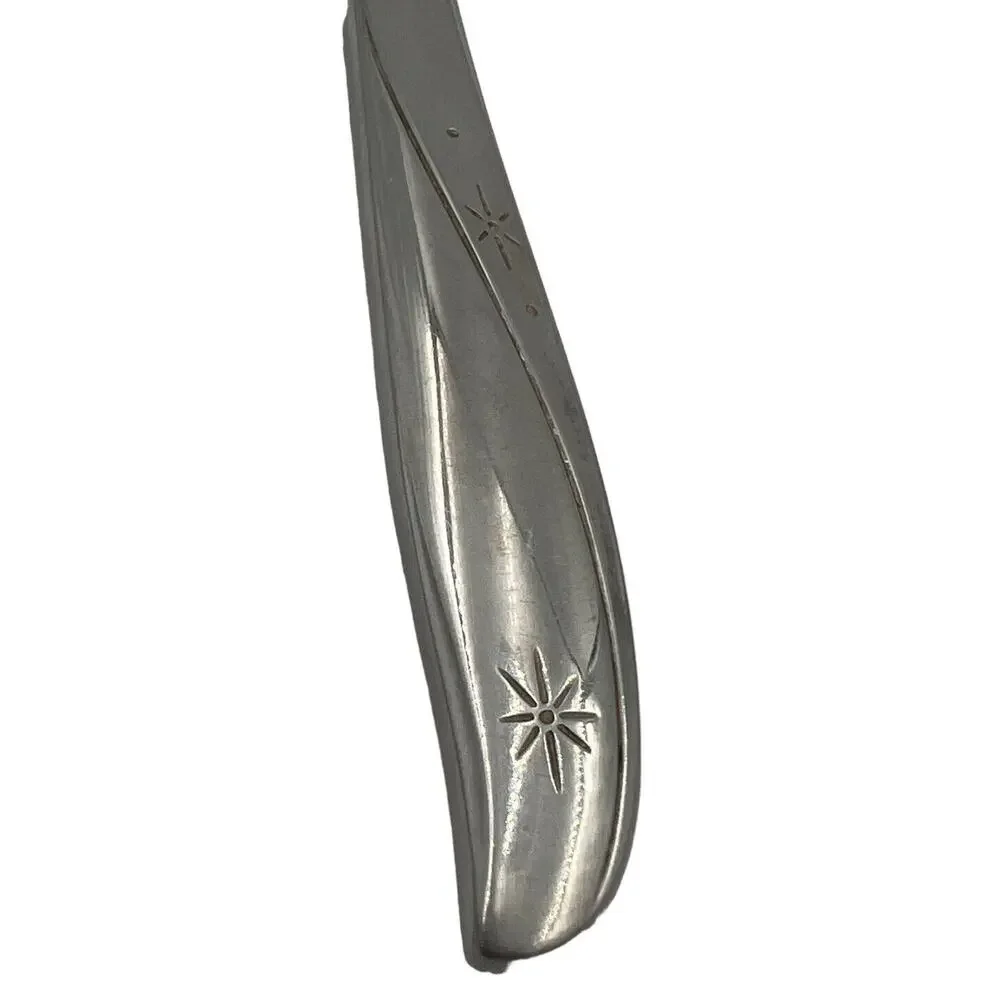 4 Oneida Twin Star Stainless Steel Dinner Knives Mid Century Atomic Starburst